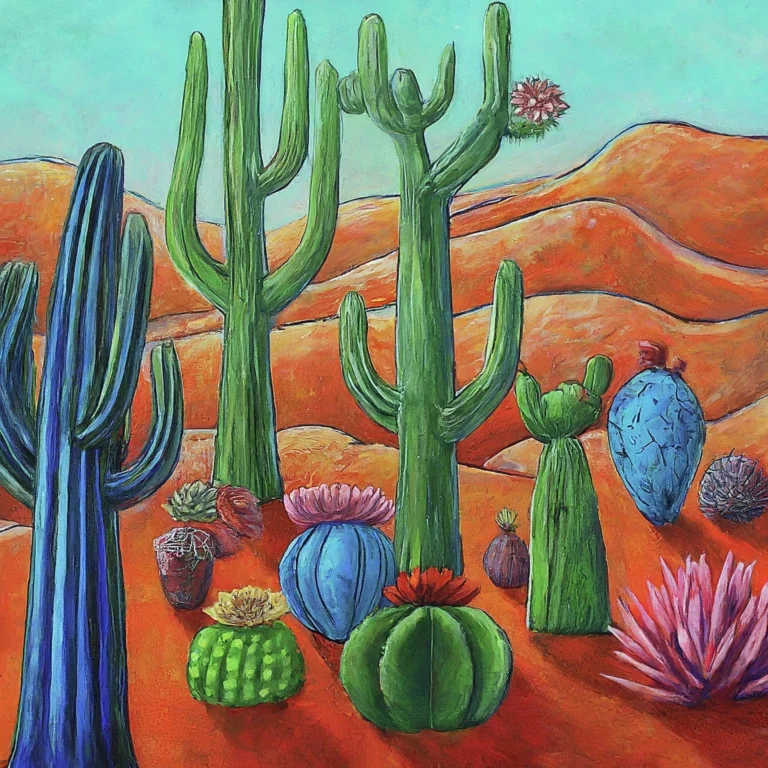 Acrylic Cactus Painting